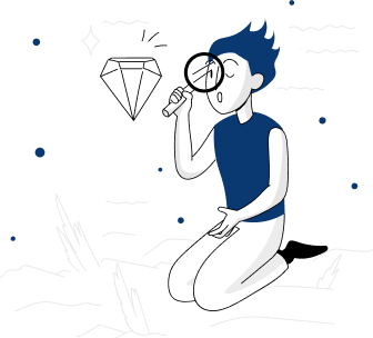 boy inspecting a diamond